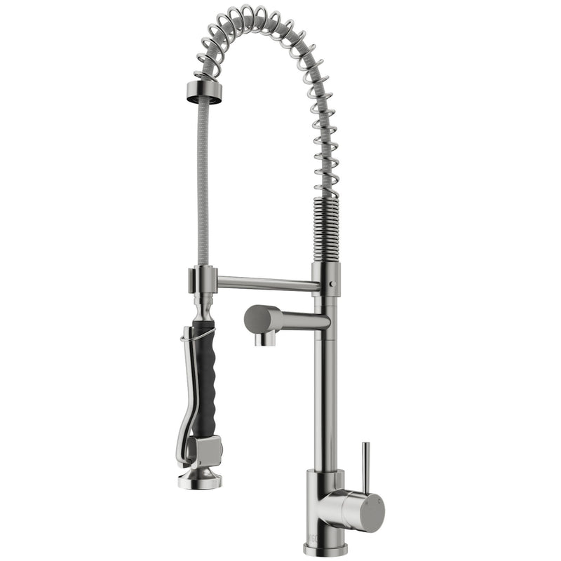 VIGO Zurich Single Handle Pull Down Spray Kitchen Faucet, Stainless Steel J1