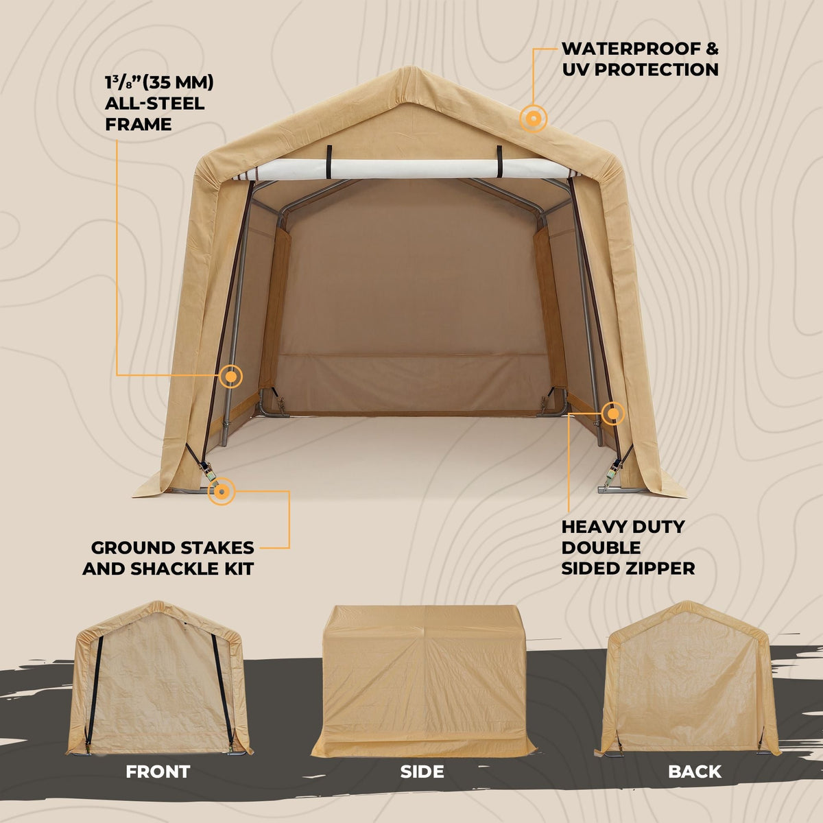 Weatherfast Waterproof Storage Shed with UV Protection, 10 x 10 x 8-ft