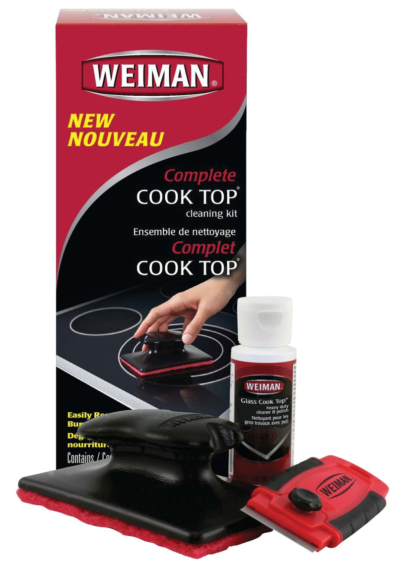 Weiman Complete Glass Cooktop Cleaning Kit, 3-pc, Include Scrub Pad, Scraper and Cleaning Solution X9