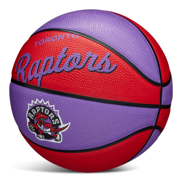 Wilson NBA Toronto Raptors Kids' Mini Outdoor Basketball, Size 3 (22.5-in), Purple/Red M8