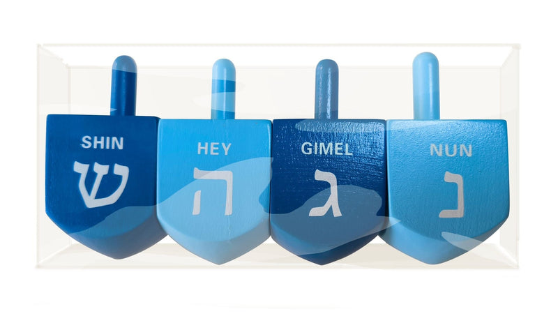 Wooden Dreidel Set, Multi-Coloured, 4-pc, for Hanukkah I9