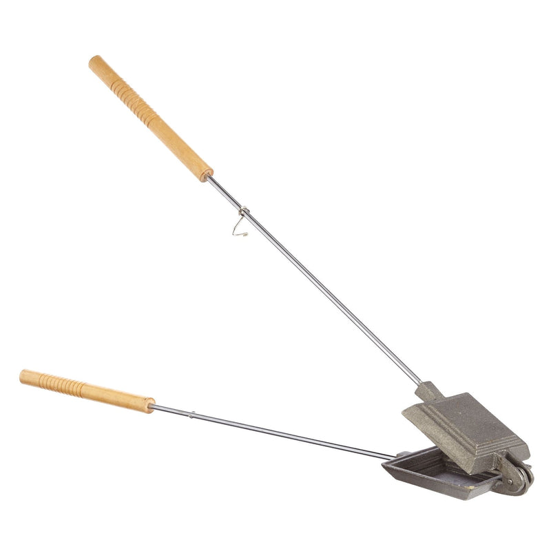 Woods Cast Iron Non-Stick Camping Sandwich Toaster with Long Handle, 4x4-in K8