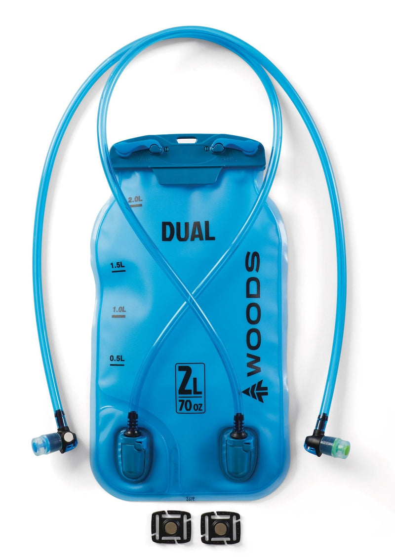 Woods DUAL-COMPARTMENT Water Hydration Reservoir/Bladder, Hiking and Outdoor Sports, 2 x 1-L Compartments F9