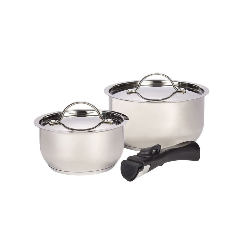 Woods Provision Stainless Steel Camping Cook Pot Set, Made in Canada, 3-pc S2