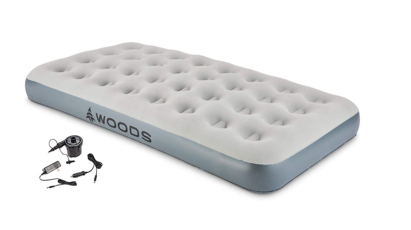 Woods Twin Single-High Inflatable Air Mattress/Airbed, 2-in-1 Pump For AC/Car Outlet, Beige N5