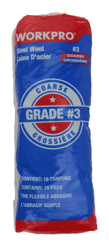 Workpro Steel Wool Pads, Surface Cleaning, Paint Removal & Restoration, Coarse Grade 3, 16-pk S6