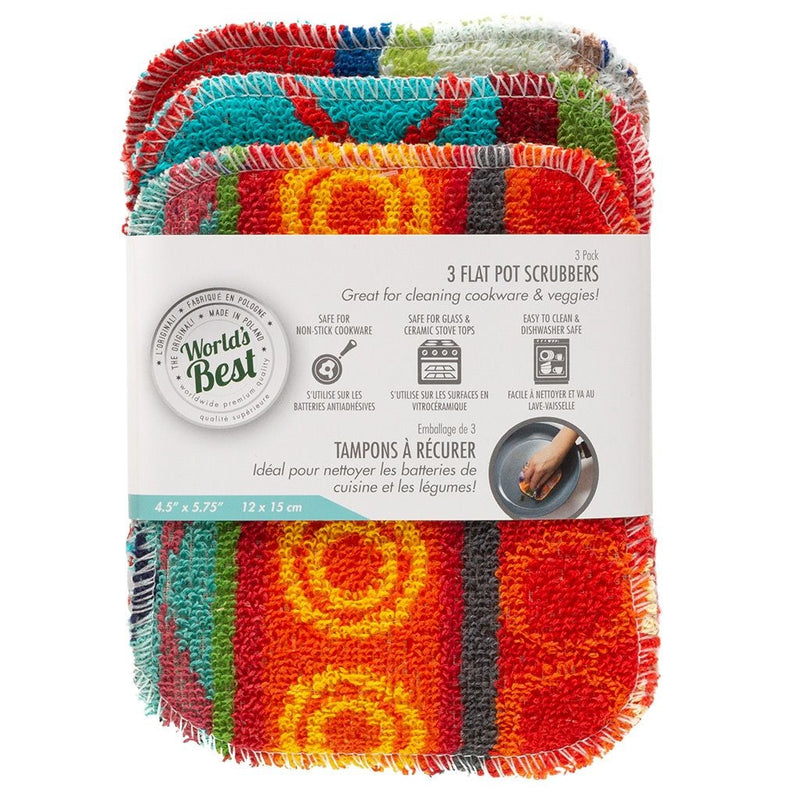 World's Best Multi-Surface Flat Pot Scrubber, 3-pk Z9