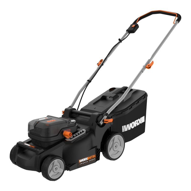 Worx WG737 Nitro 40V PowerShare 2-in-1 Brushless Cordless Push Poly Mower, 16-in with (2) PowerShare Pro 4.0Ah Batteries X8