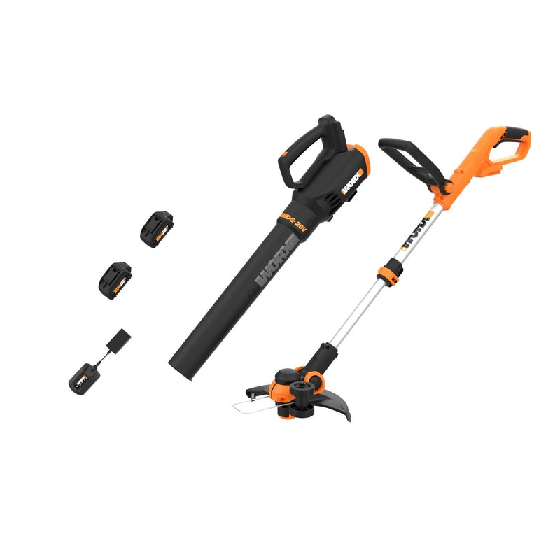 WORX WG929 20V Power Share Cordless Grass Trimmer & Leaf Blower Combo Kit O6