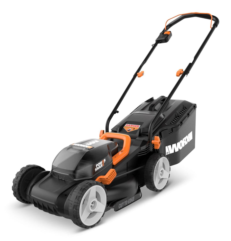 Worx WG934 Power Share 2x20V 2-in-1 Combo Kit, WG779 40V Cordless Mower, 14-in + WG163.9 20V Cordless Grass Trimmer/Edger, 12-in F0