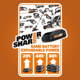 Worx WG934 Power Share 2x20V 2-in-1 Combo Kit, WG779 40V Cordless Mower, 14-in + WG163.9 20V Cordless Grass Trimmer/Edger, 12-in
