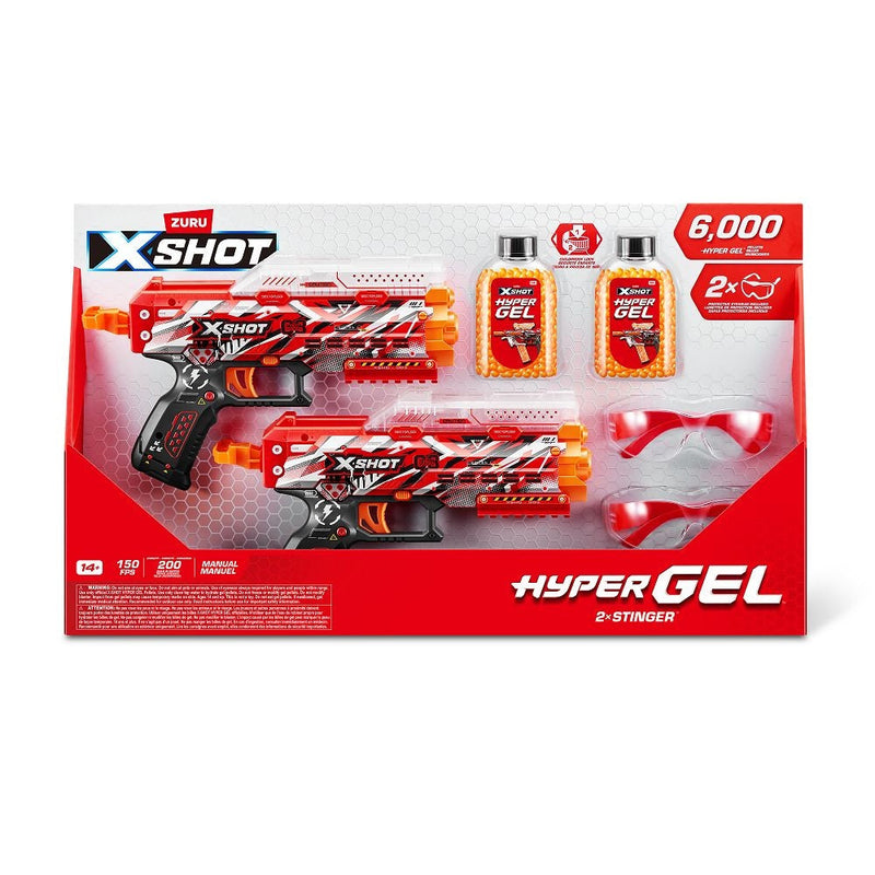 X-Shot Hyper Gel Stinger Blaster with 6000 Hyper Gel Rounds, 2-Pack X1