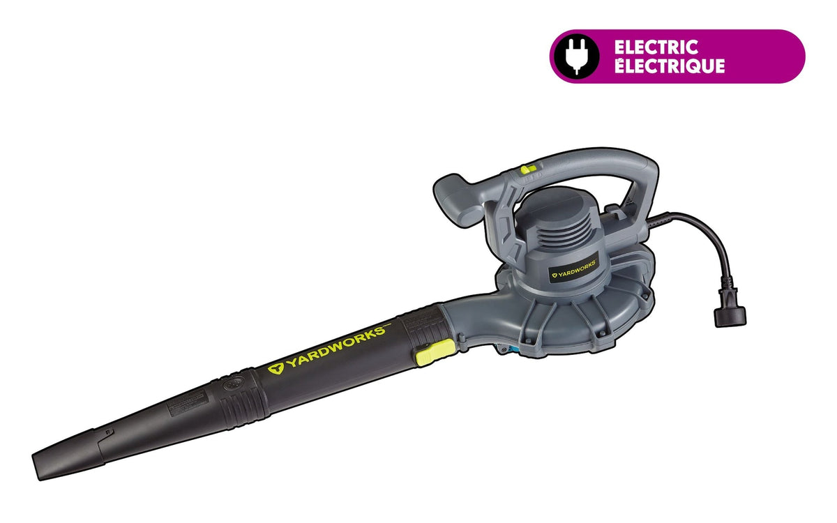 Yardworks 12 Amp 400CFM Electric Leaf Blower/Vacuum, Black