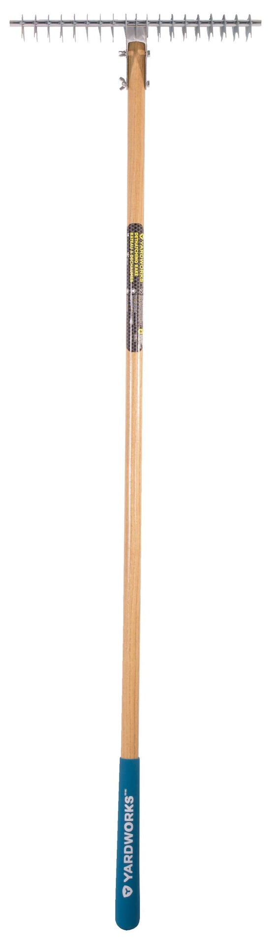Yardworks 15-in Wide Metal 19-Tine Thatch Rake, 54-in Ash Wood Shaft N1