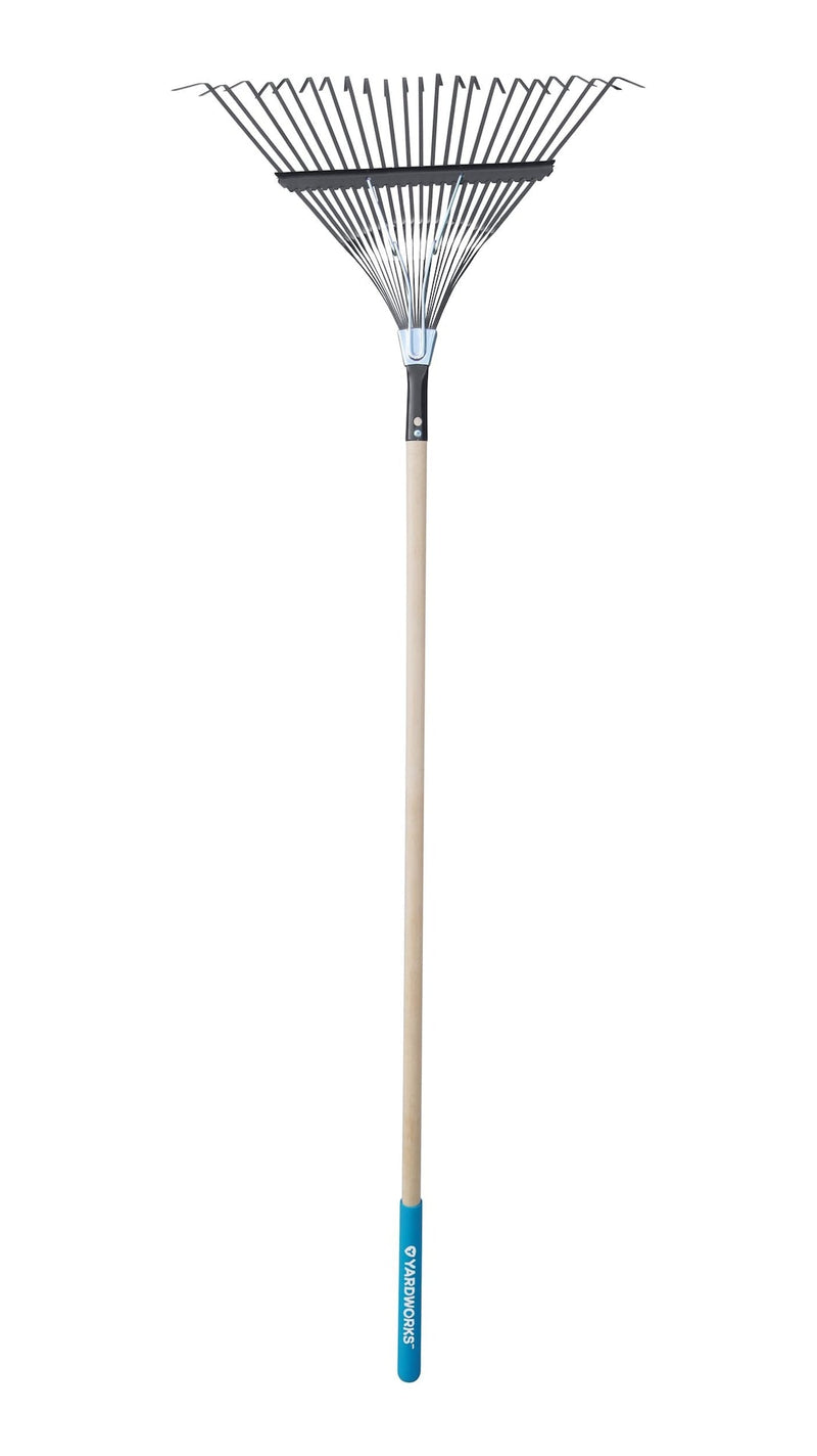 Yardworks 22-in Wide Metal 22-Tine Leaf Rake, 48-in Hardwood Shaft Q5