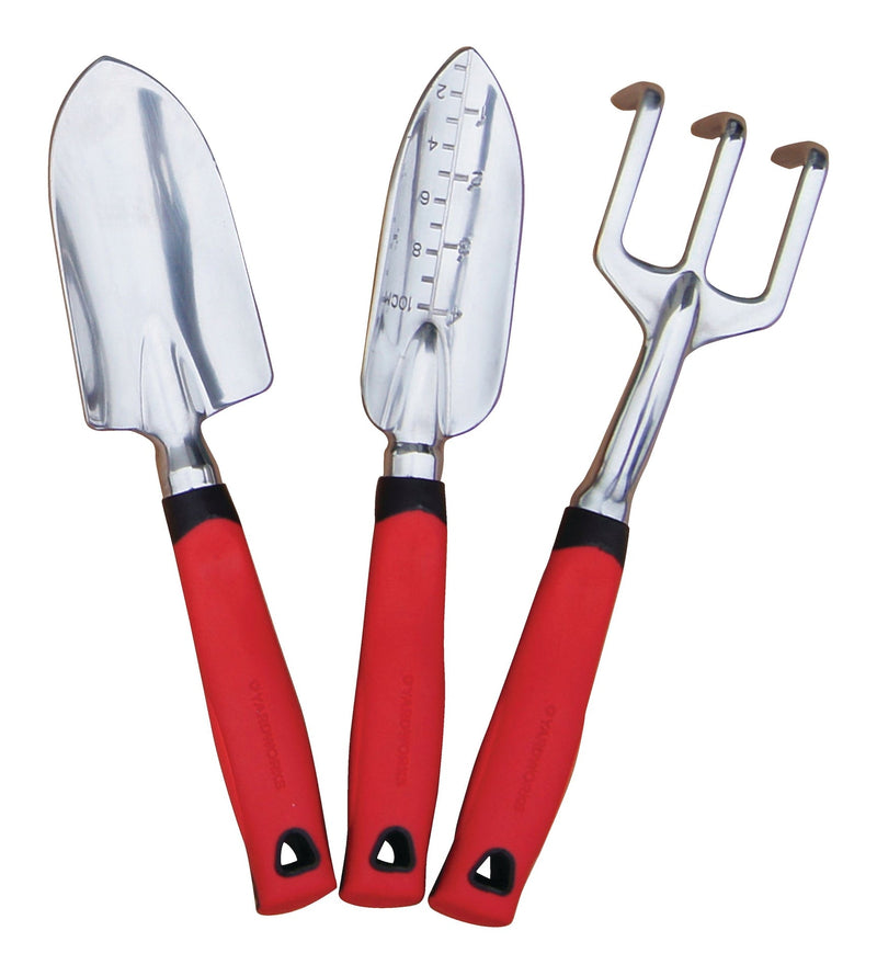 Yardworks Aluminium Garden Tool Set with Rubber Handles, Assorted Colours, 3-pc Q5