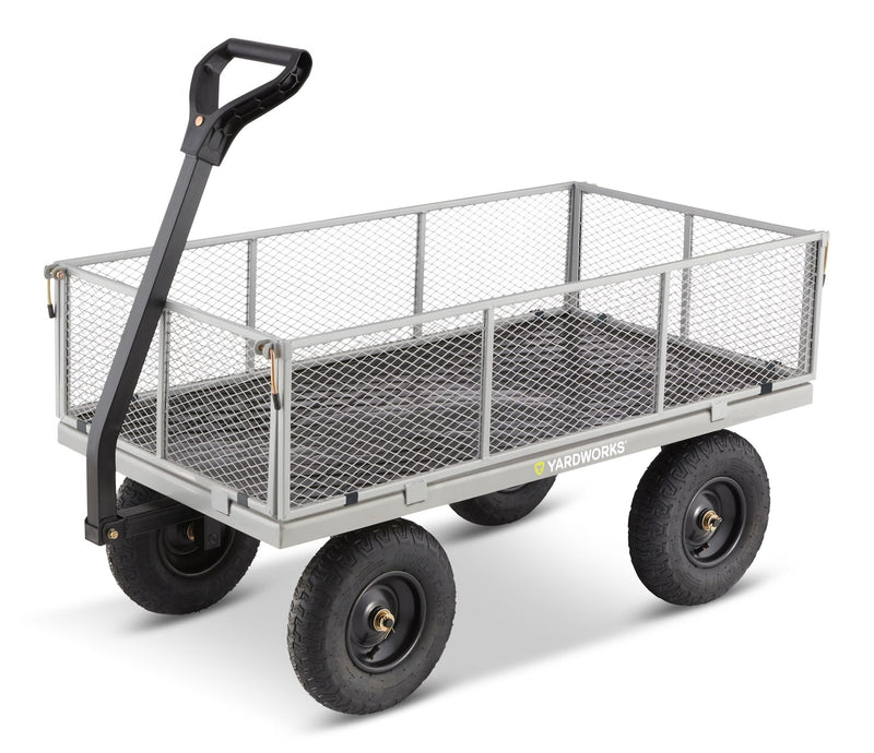 Yardworks Steel Tray 4-Wheel Mesh Garden/Yard Cart with Removable Sides, 1200-lb Z4