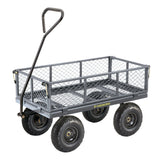 Yardworks Steel Tray 4-Wheel Removable-Sides Mesh Yard/Garden Cart 600 lb