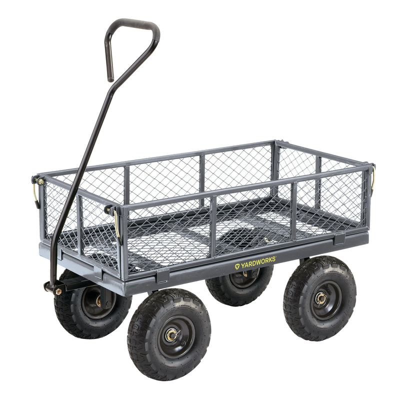 Yardworks Steel Tray 4-Wheel Removable-Sides Mesh Yard/Garden Cart 600 lb C3