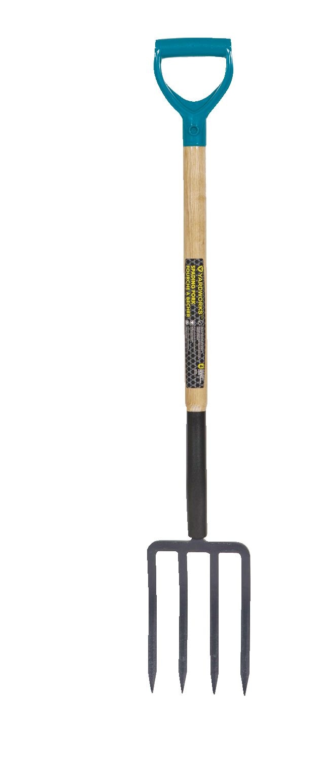 Yardworks Tempered-Steel 4-Tine D-Grip Garden Fork, 30.5-in Wooden Shaft N2