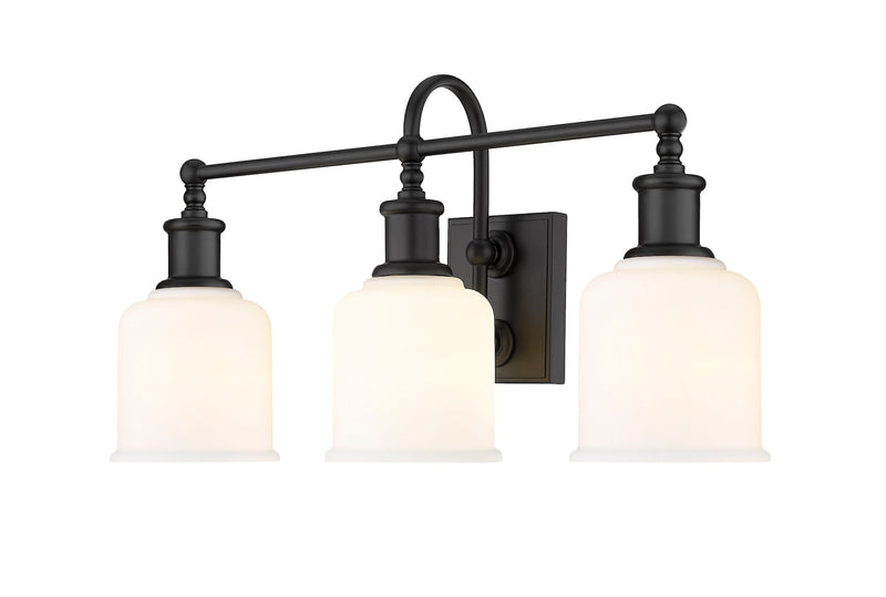 Z-Lite Bryant 3-Light Vanity Light, Black with Opal Shade N2