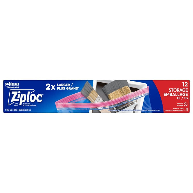Ziploc Extra Large Reclosable Food Storage Bags, Reusable, 12-pk S7