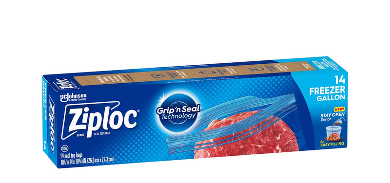 Ziploc Large Plastic Freezer Bags, 3.78-L, 14-pk G8