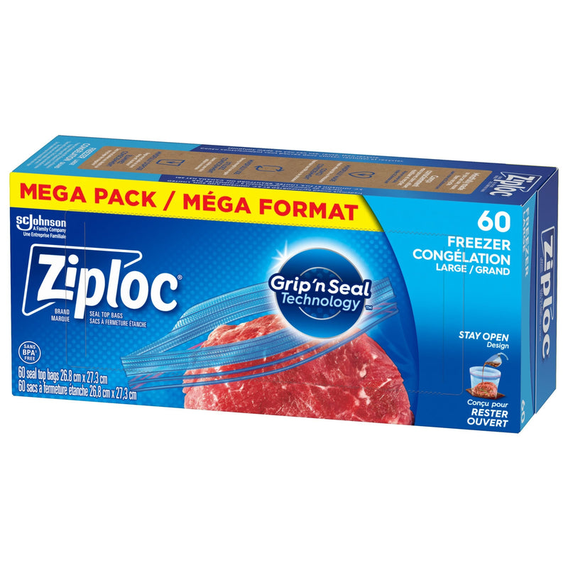 Ziploc Large Plastic Freezer Bags Mega Pack, 760-mL, 60-pk I9