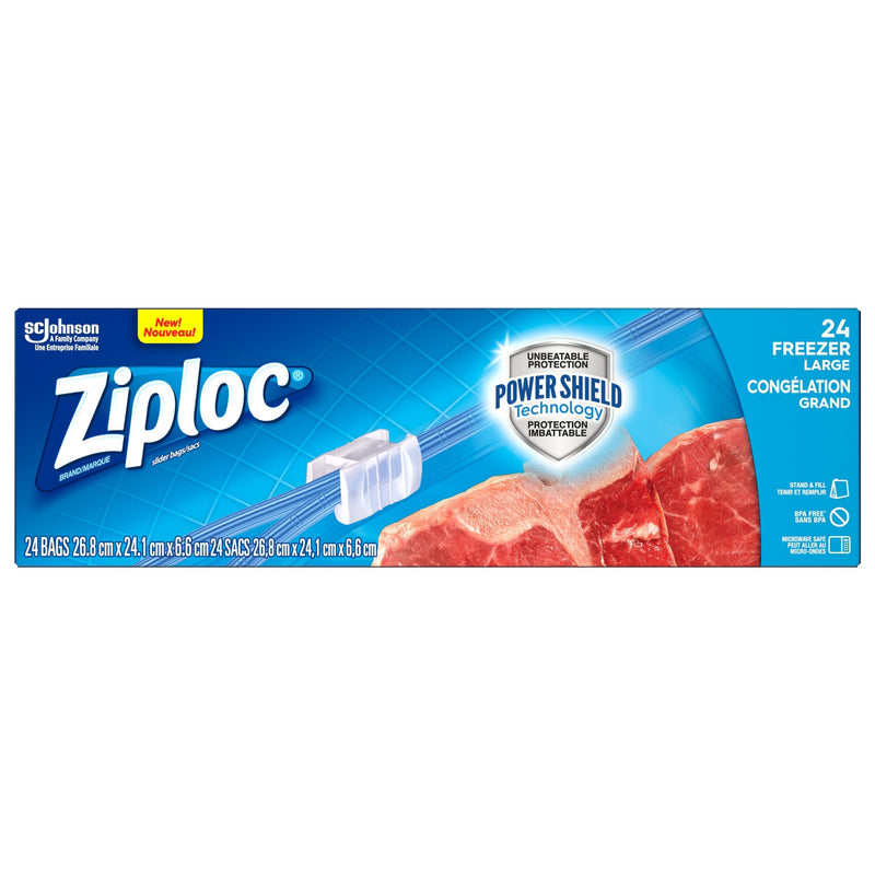 Ziploc Large Slider Plastic Freezer Bag, 950-mL, 24-pk G8