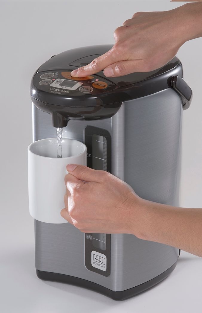 Zojirushi Electric Hot Water Boiler, Warmer & Dispenser, Black/Stainless Steel, 4-L A5