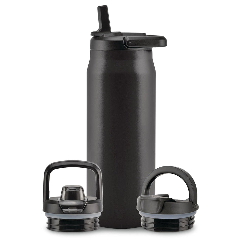 Zulu Core Vacuum Insulated Stainless Steel Bottle, 32-oz, Black, with Multi Lid P5