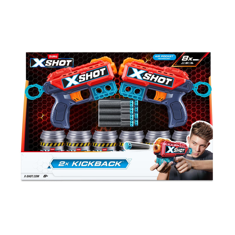 Zuru X-Shot Excel Double Kickback Dart Blaster, Includes 6 Cans & 8 Darts, 2-pk, Ages 8+ H8