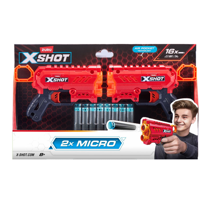 Zuru X-Shot Micro Foam Dart Blaster, Includes 16 Darts, 2-pk, Ages 8+ E6
