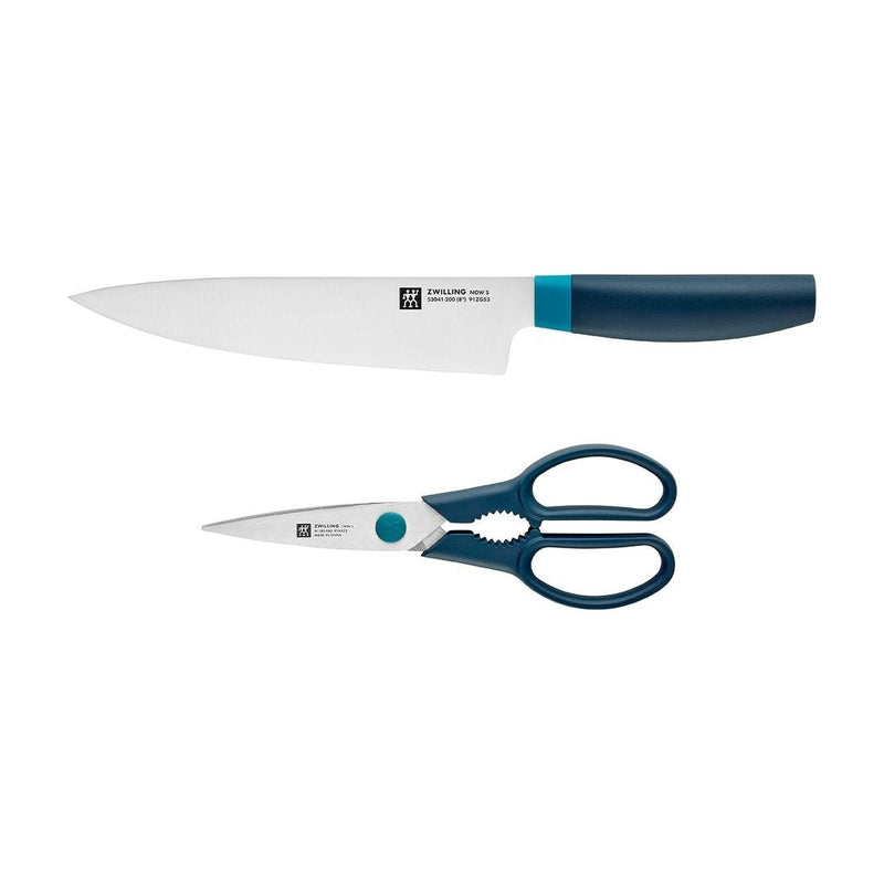 Zwilling Now Multi-Purpose Stainless Steel Chef's Knife & Scissors/Shears Set, Blue, 2-pc S5